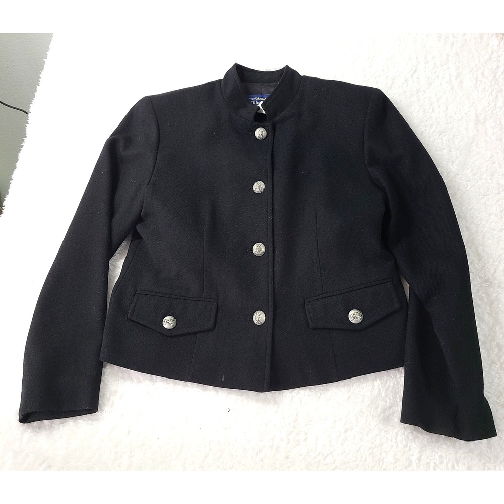 Vintage Willow Ridge Womens 4P Black Wool Blazer Jacket Made USA Military Style